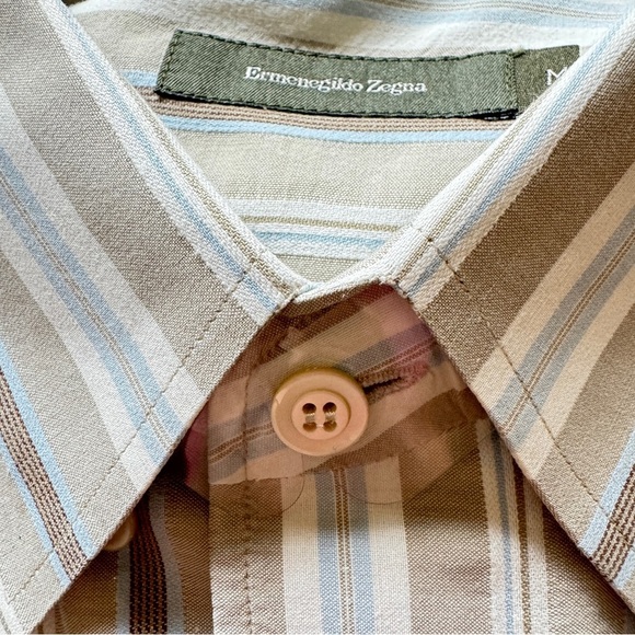 Ermenegildo Zegna Men's Cotton Striped Button Front Shirt Size M - Picture 3 of 5